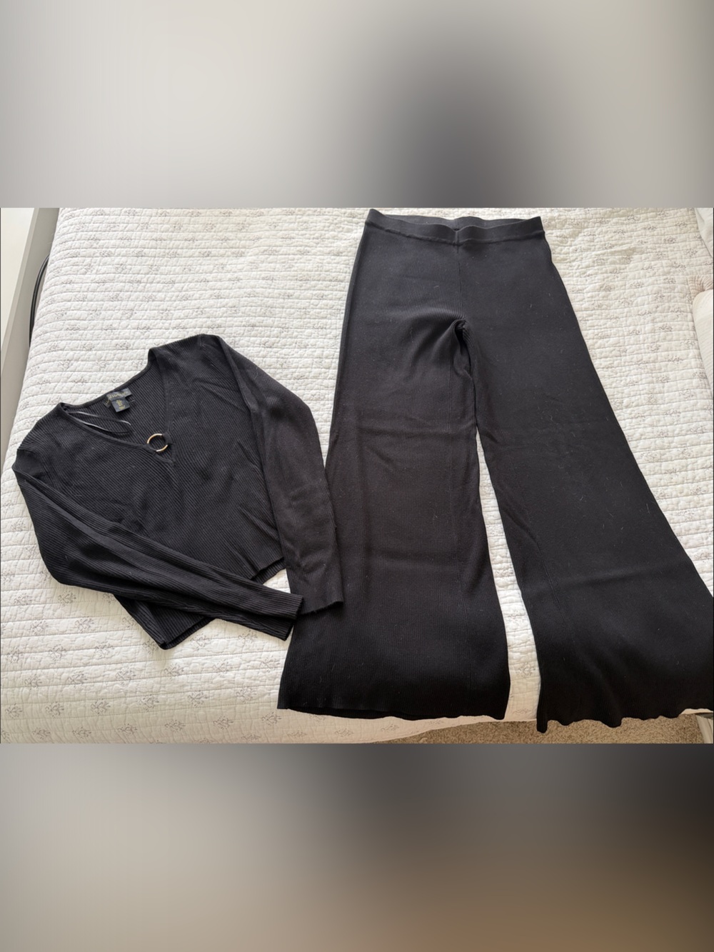 House of Harlow 1960 Black Wide Leg Knit Trousers